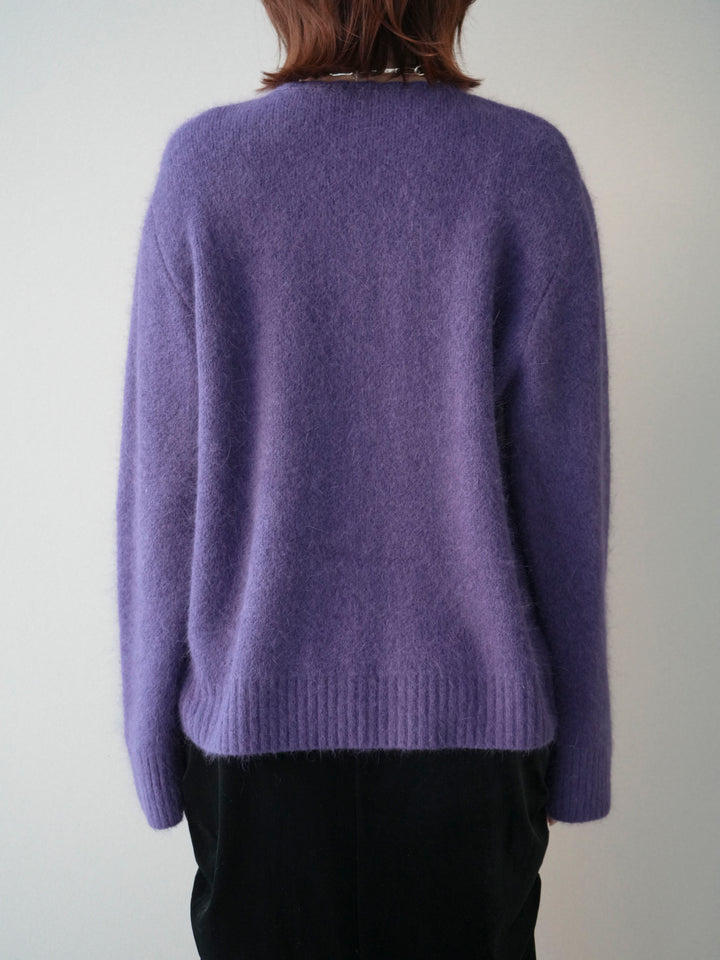 [予約]くるみボタンニットカーディガン/purple