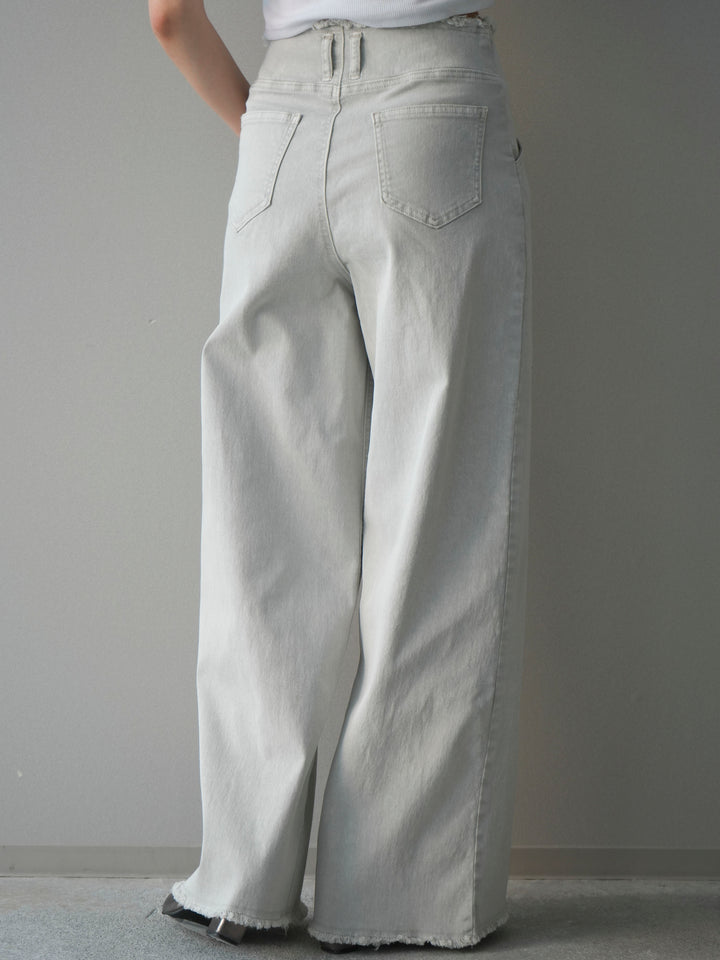 [予約]センターステッチストレッチカットオフデニムパンツ/gray