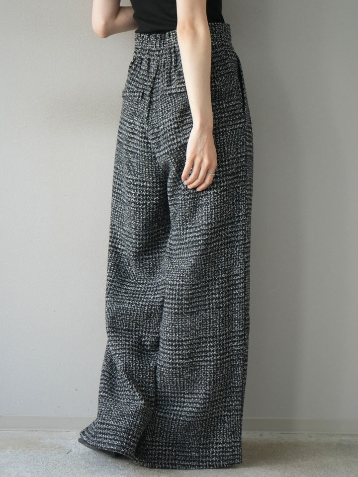 [予約]フロントジップミックスツイードワイドパンツ/ black