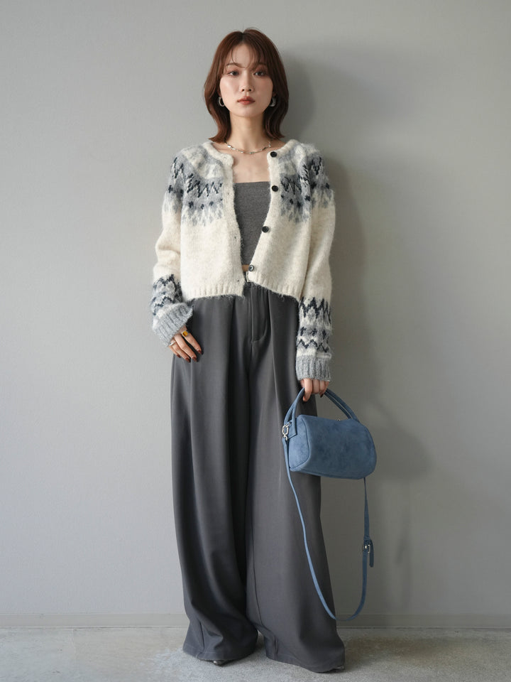 [予約]求心柄クロップドニットカーディガン/ivory