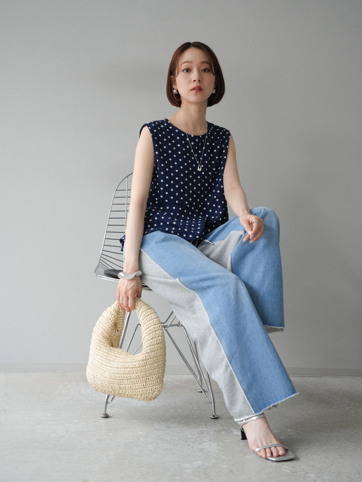 [予約]ドットぺプラムトップス/ネイビー