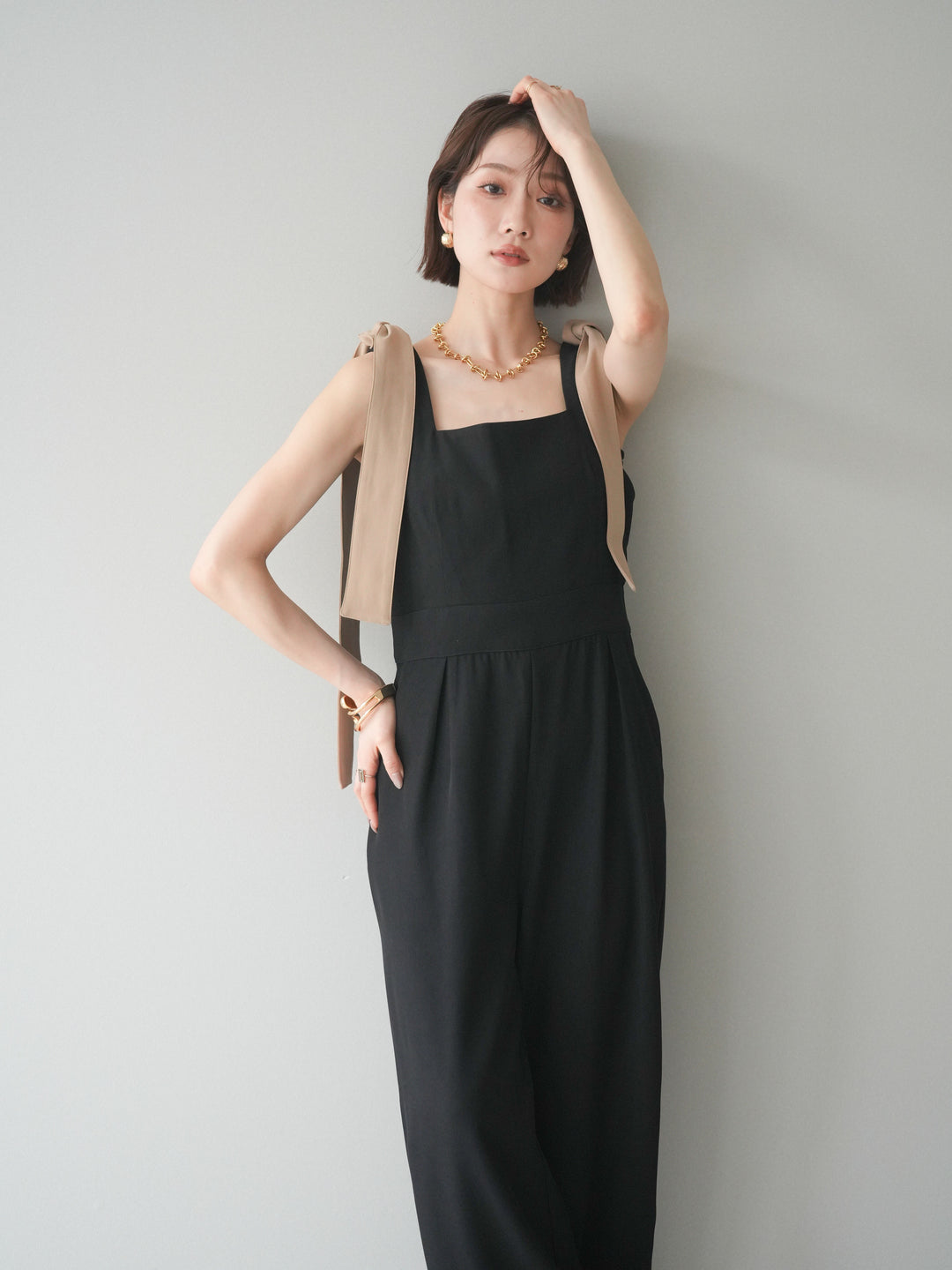 [SET]ショルダーリボンサロペット+選べるアクセセット(2set)