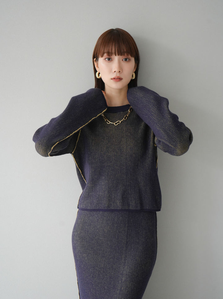 [套裝] 雙面配色羅紋針織套頭衫 + 可選飾品套裝（2 套）