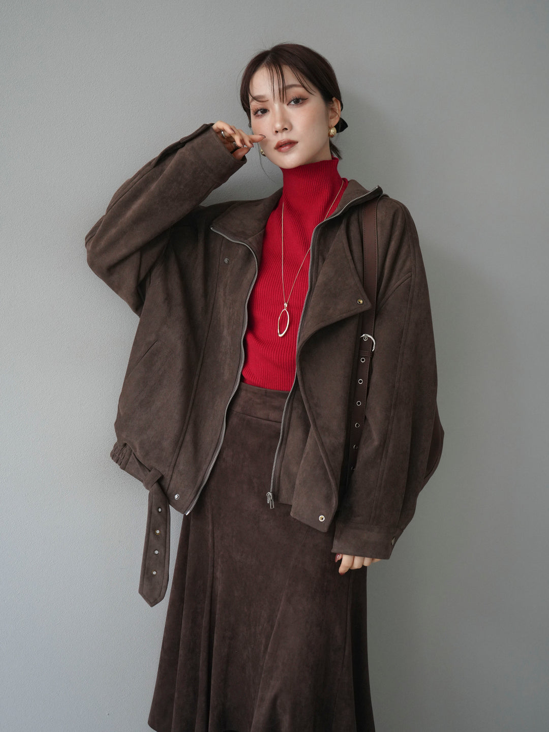 [予約]スエードライダースミドルジャケット/brown