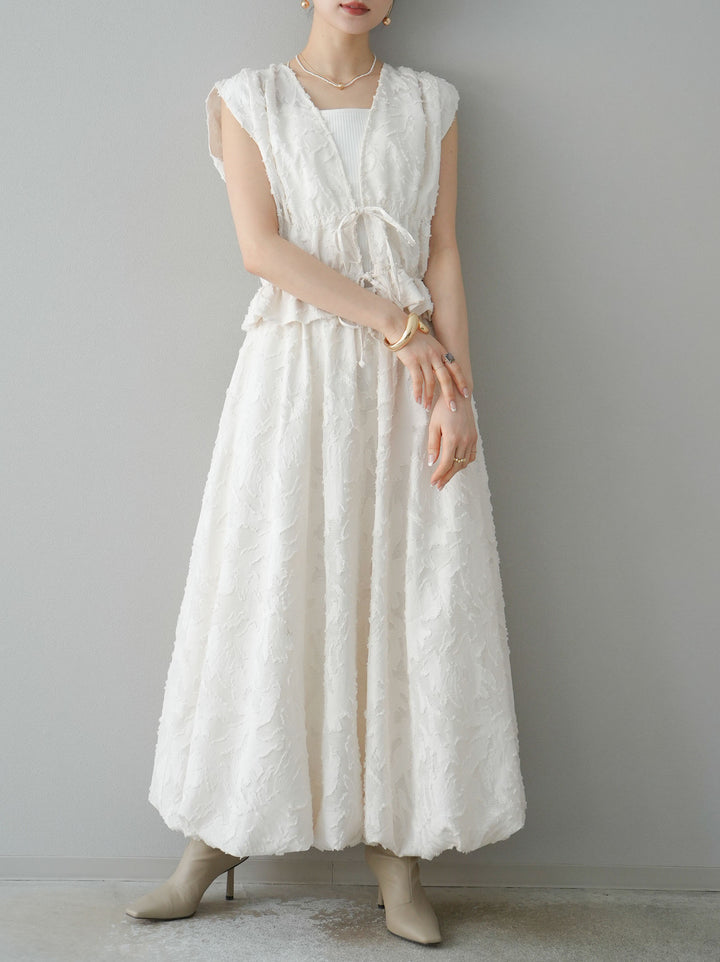 [予約]シアージャガードシャーリングブラウス/アイボリー