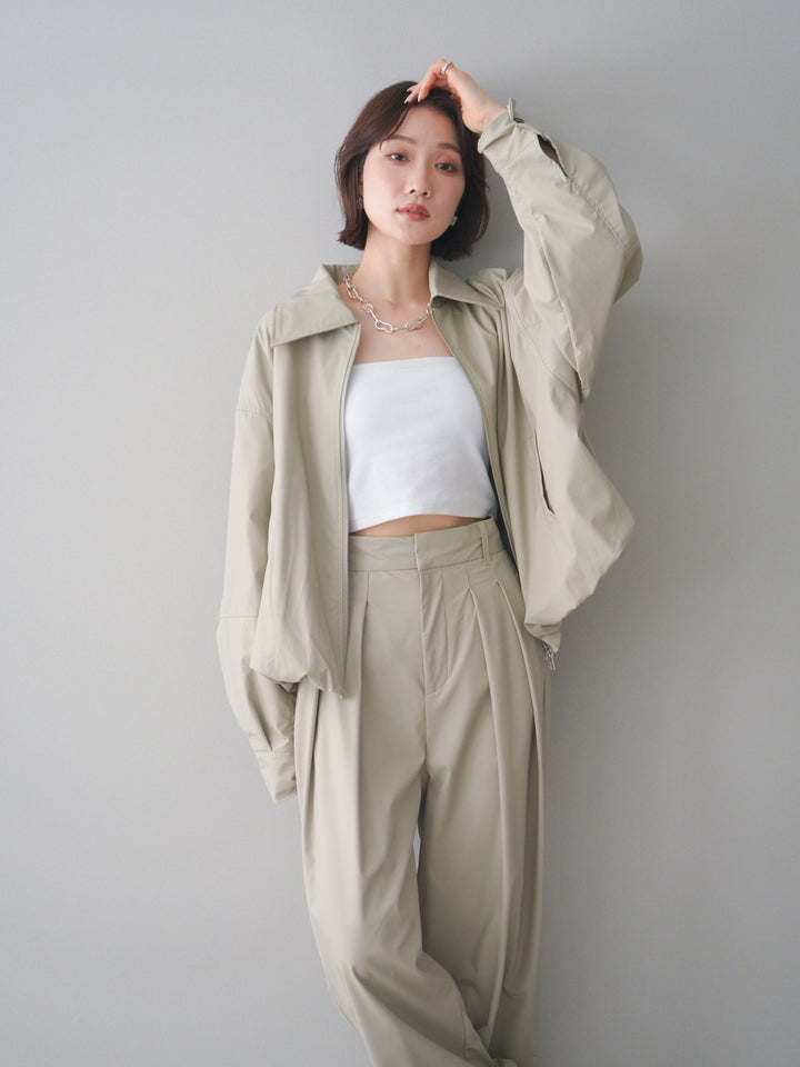 [予約]ウォッシャブルフェイクレザーバルーンジャケット/ecru