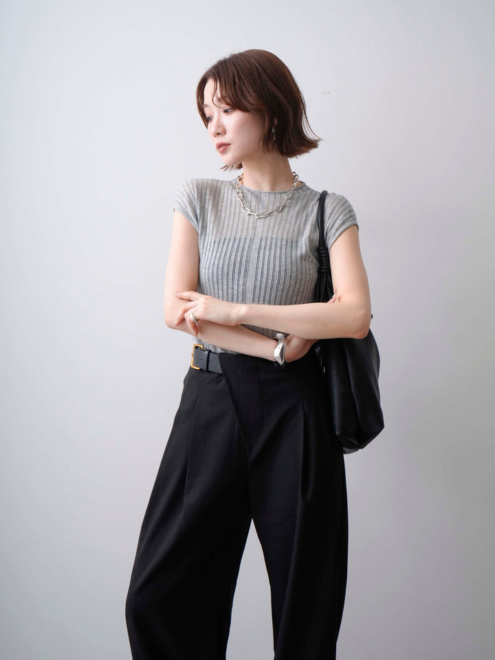[予約]シアーリブフレンチニットトップス/grey