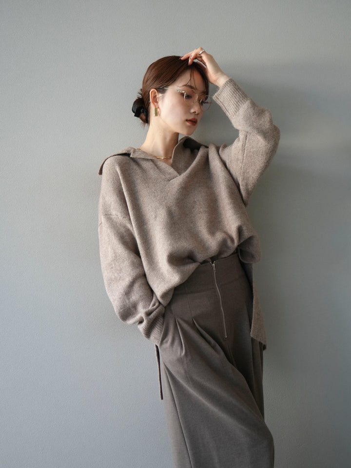 [SET]スキッパーオーバーニットプルオーバー+選べるアクセセット(2set)