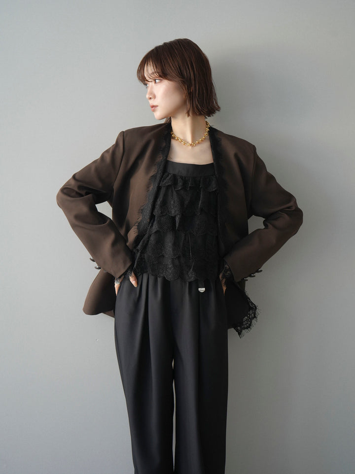 [SET]ノーカラーレースジャケット+選べるアクセセット(2set)