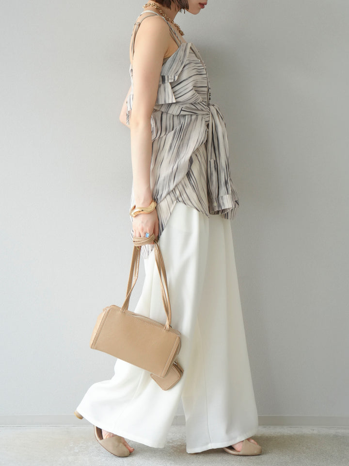 [予約]リネンライクイージーワイドパンツ/アイボリー