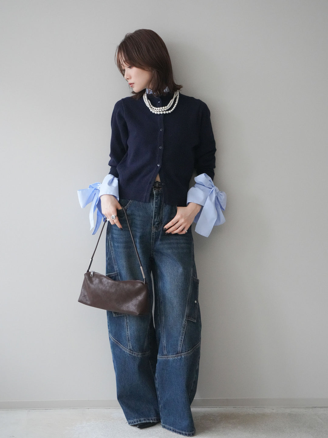 [予約]カーゴデザインコクーンデニムパンツ/navy