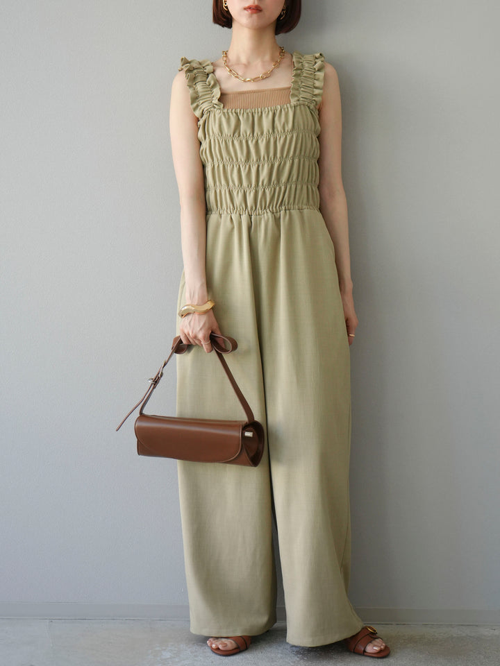 [予約]ヘザーエステルシャーリングサロペット/ベージュ