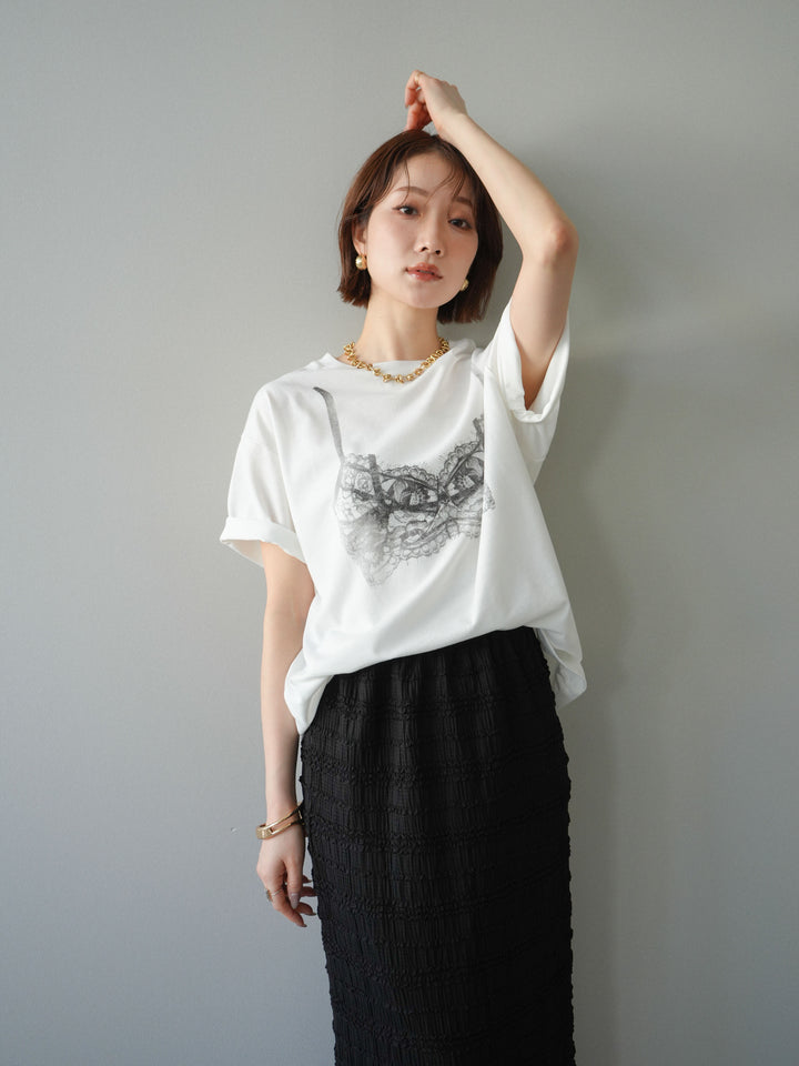 [予約]レースモチーフプリントTEE/off
