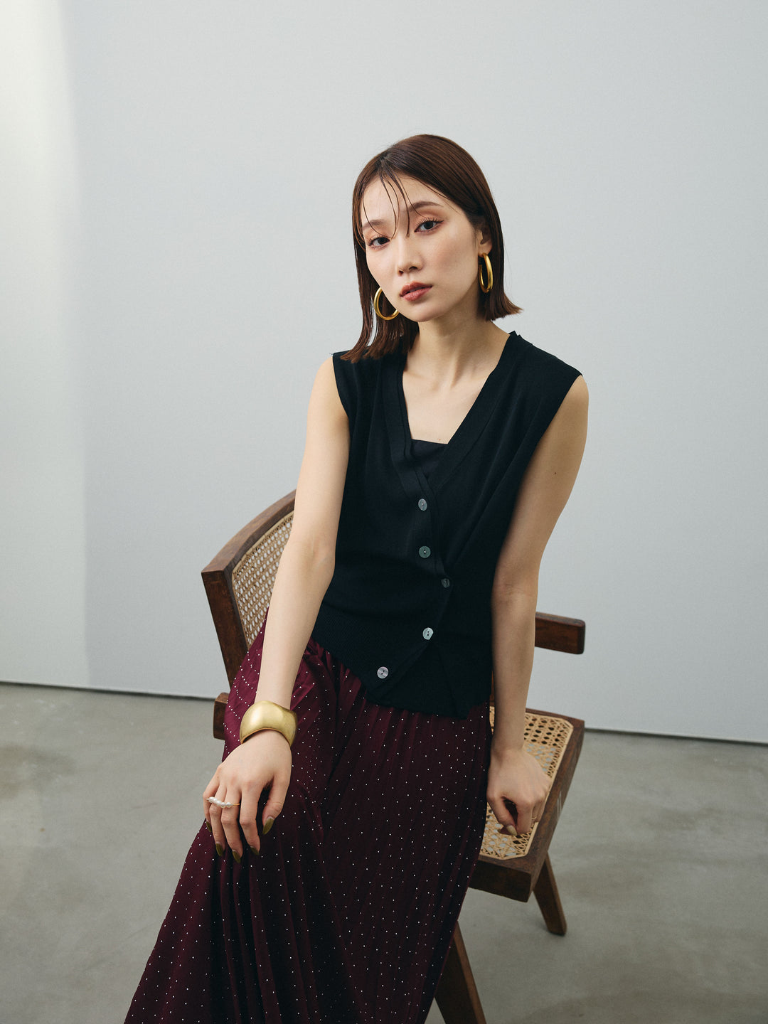 [SET]クールタッチ2WAYデザインニットベスト+クールタッチ2WAYデザインニットベスト(2set)