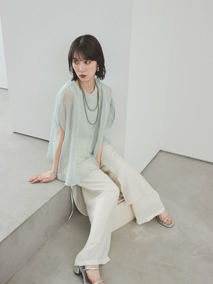 [予約]コンパクトスムースシアーレイヤードトップス/ミント