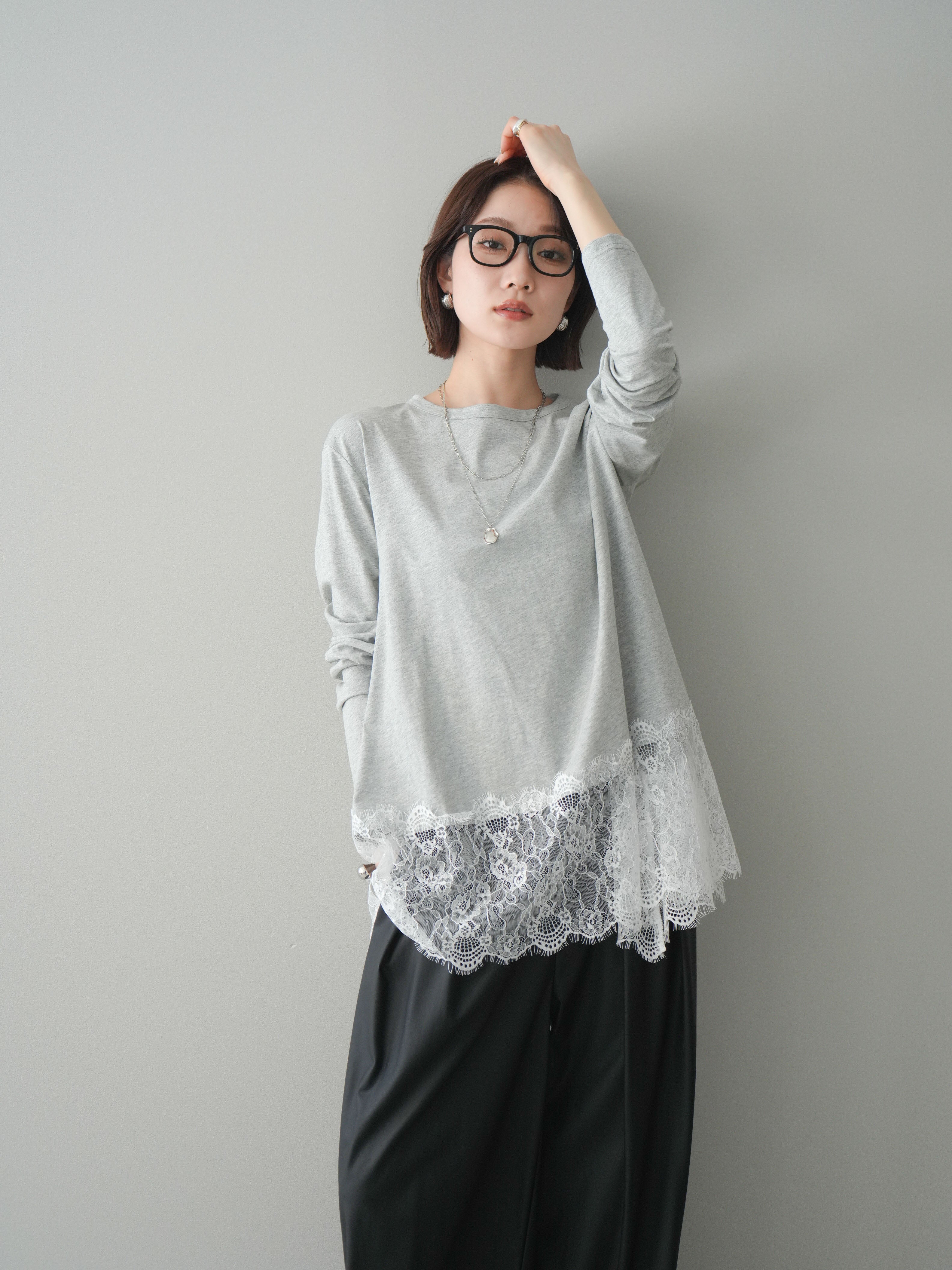 ぼっち⚠️　5/24 3 months 桃色レースレイヤードロングスリーブ SET]裾レースロングスリーブTシャツ+選べるアクセセット(2set) – Lumier