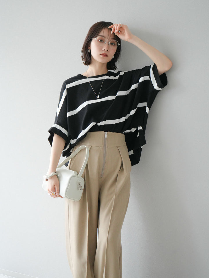 [予約]ボーダードルマンBIG Tシャツ/ブラック✕オフ