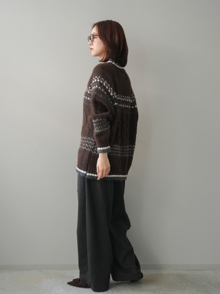 [予約]ベルト付裏起毛センターシームカーブパンツ/charcoal