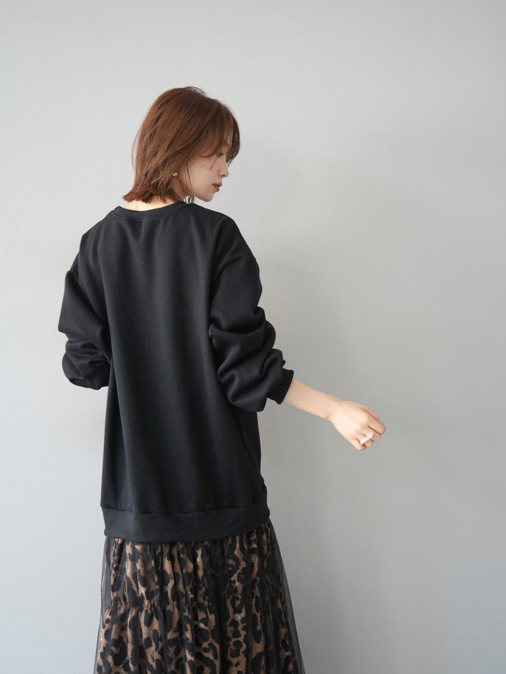 [予約]スウェットドッキングアニマル柄レイヤードワンピース/ブラック