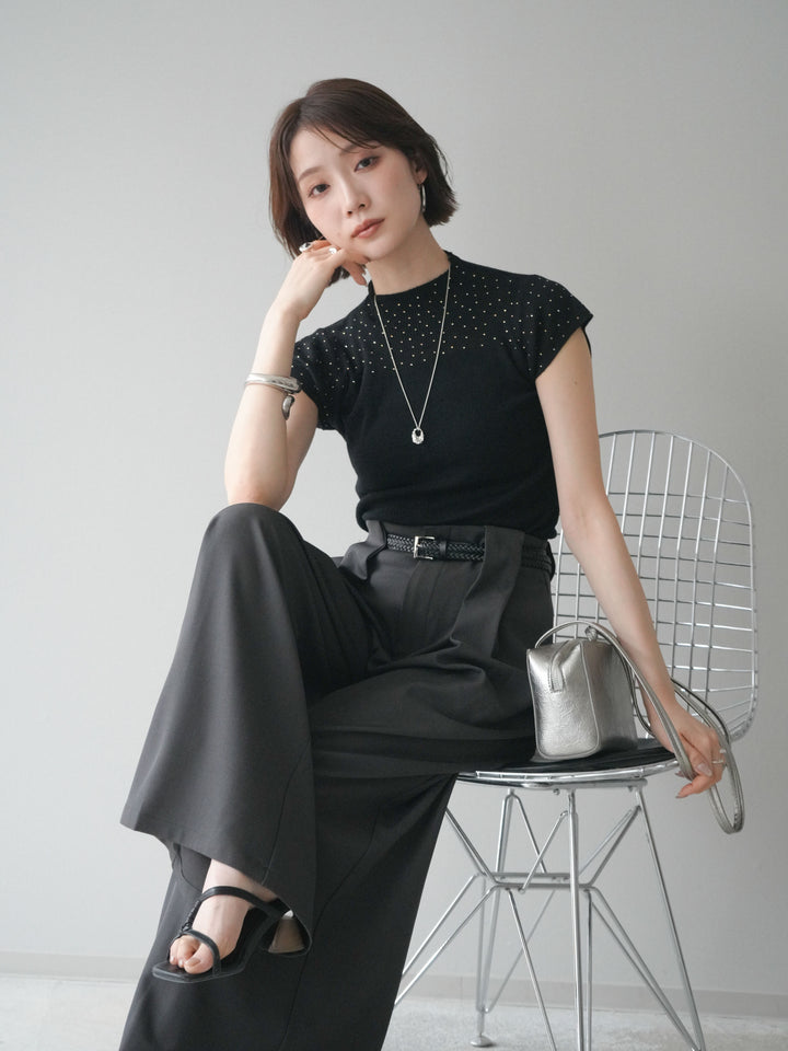 [SET]ビジューシアーフレンチニット+選べるアクセセット(2set)