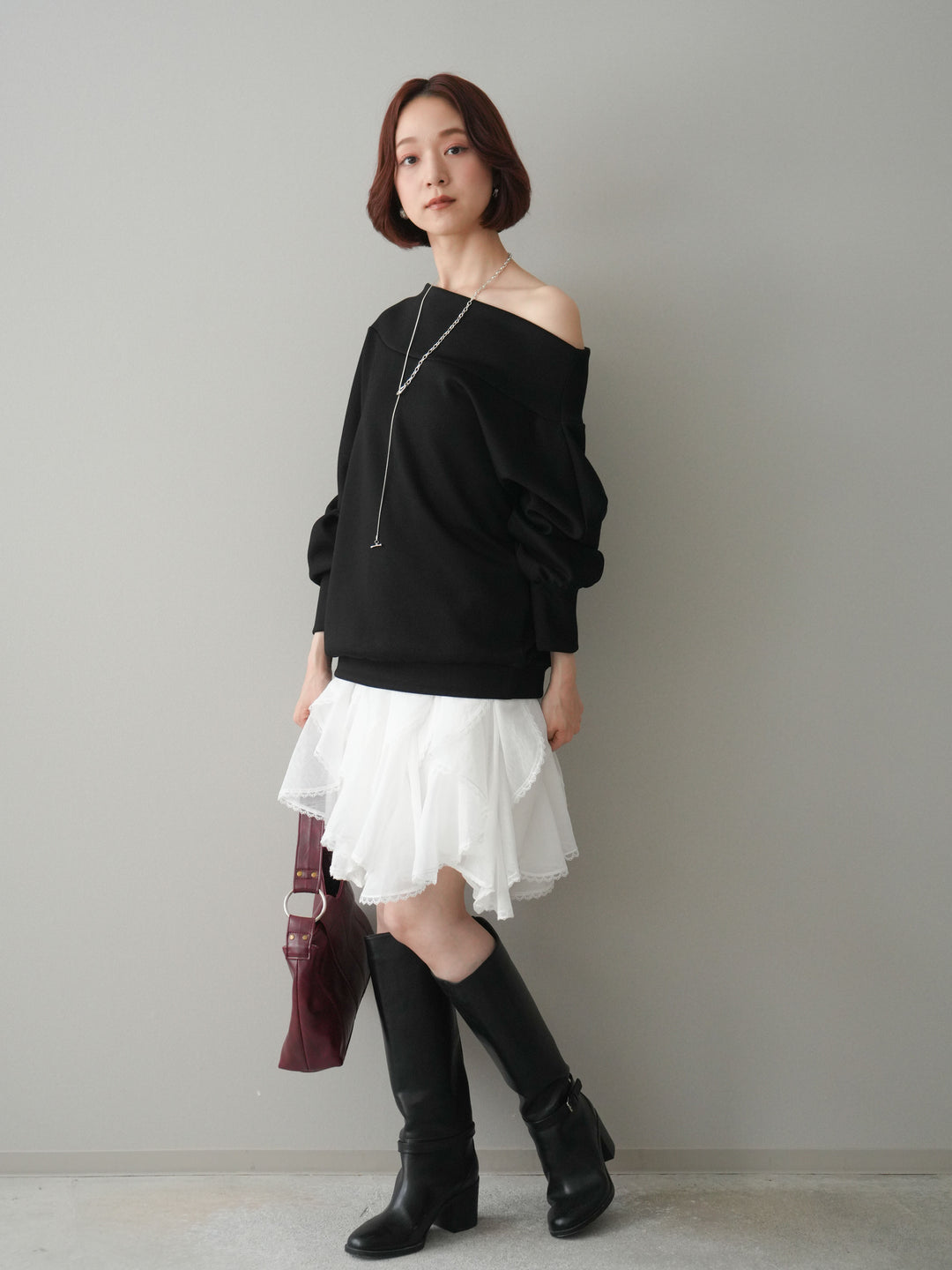 [予約]ラッフルレースミニスカート/white