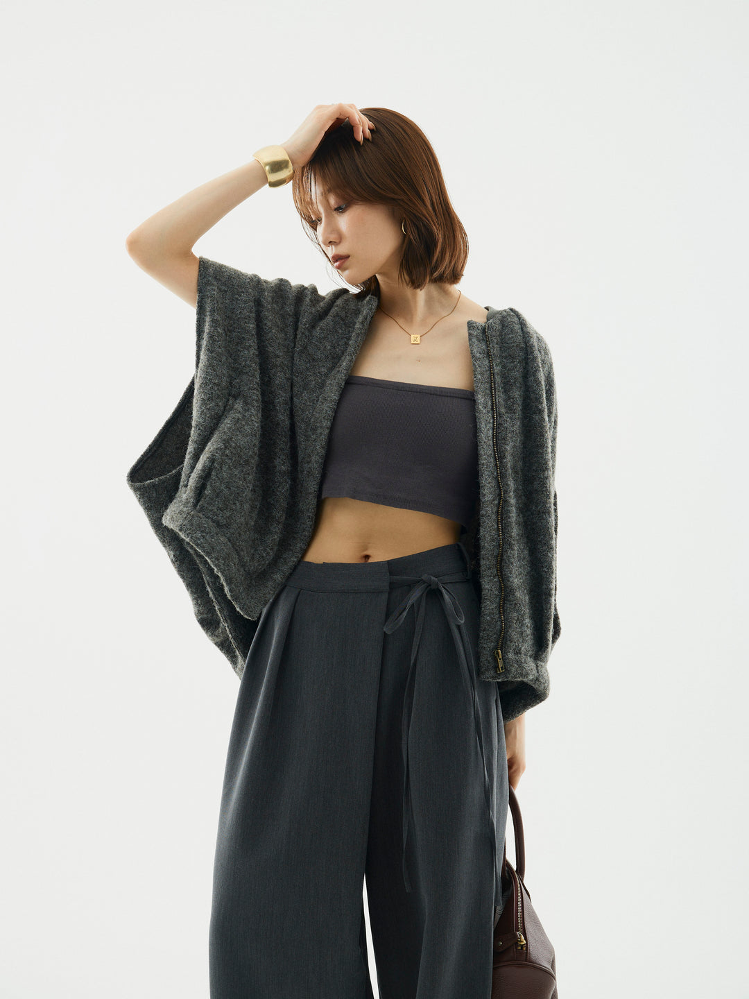 【Allure】[SET]ウール混コクーンブルゾン+ウール混コクーンブルゾン(2set)