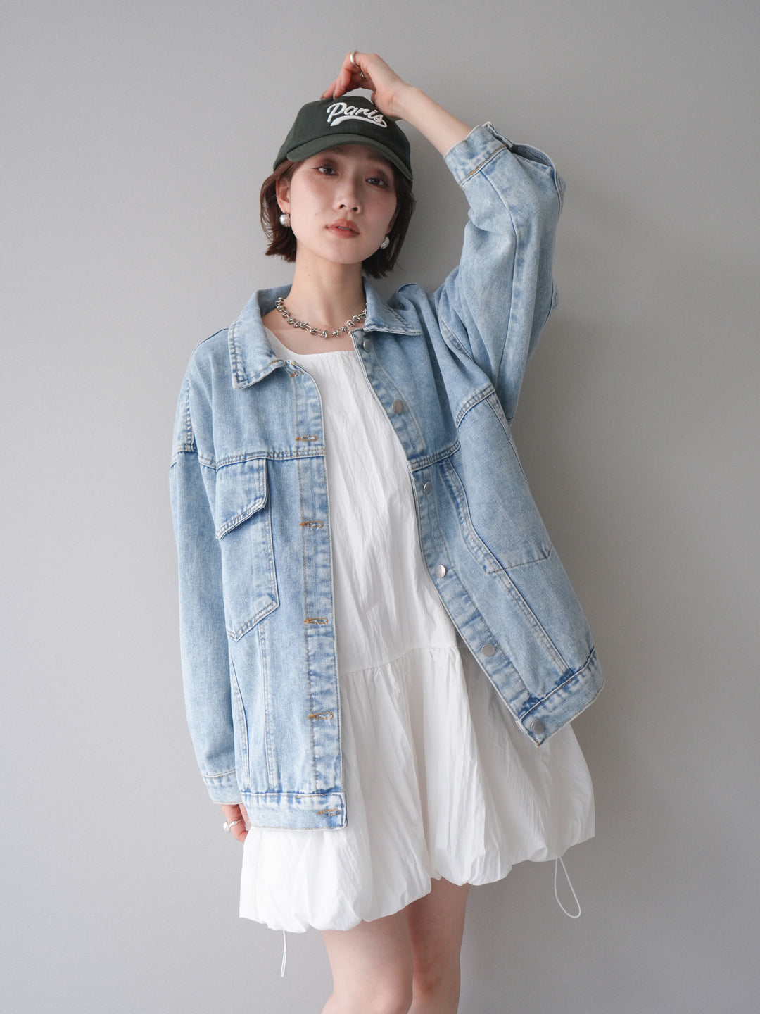 [予約]ドロストバルーンミニワンピース/white