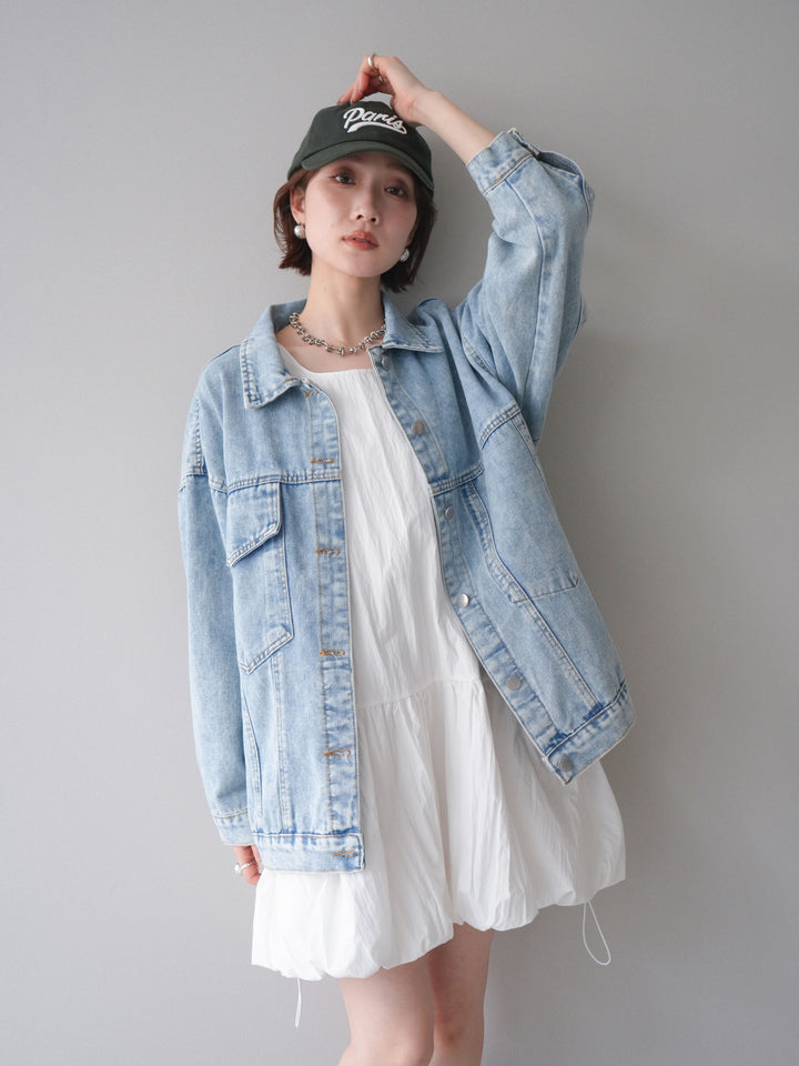 [予約]ドロストバルーンミニワンピース/white