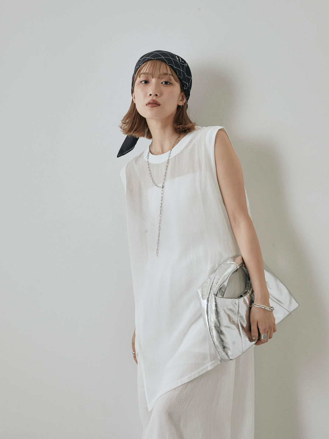 [予約]シアーワッシャーアシンメトリープルオーバー/ホワイト