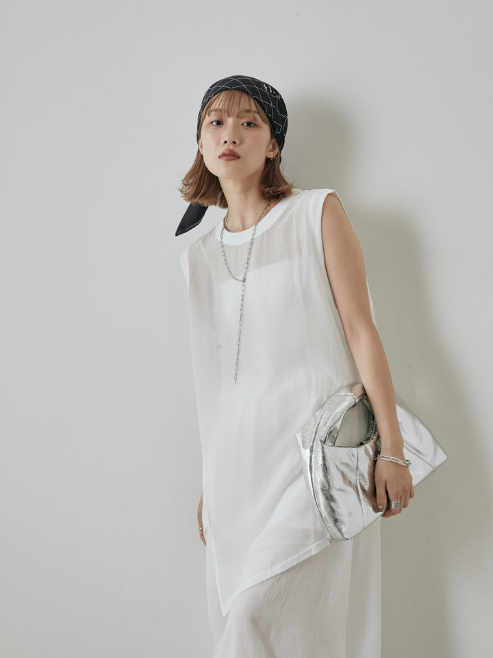 [予約]シアーワッシャーアシンメトリープルオーバー/ホワイト