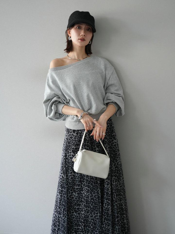 [予約]オフショルスウェットプルオーバー/杢グレー