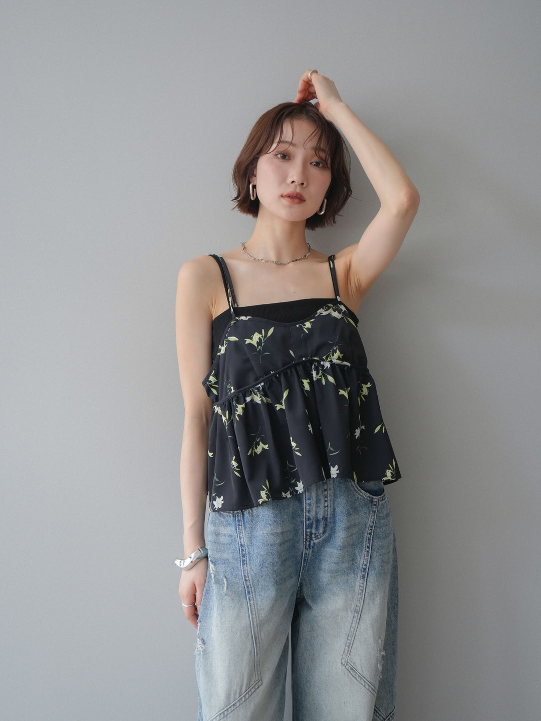 [SET]フラワープリントキャミソール+フラワープリントキャミソール(2set)