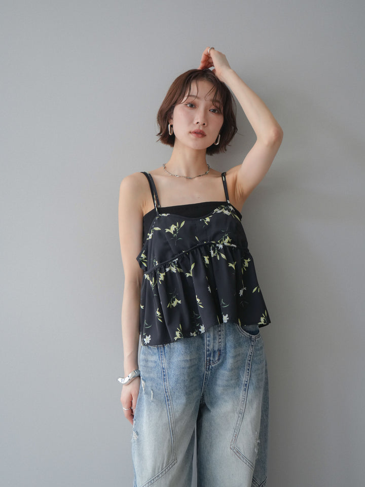 [SET]フラワープリントキャミソール+フラワープリントキャミソール(2set)