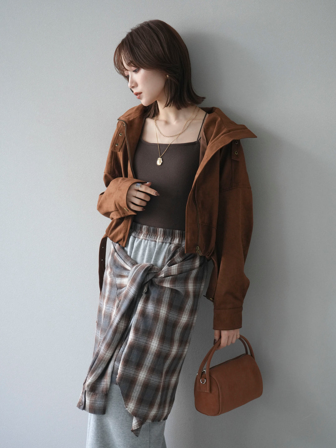 [予約]スエードバルーンショートブルゾン/camel