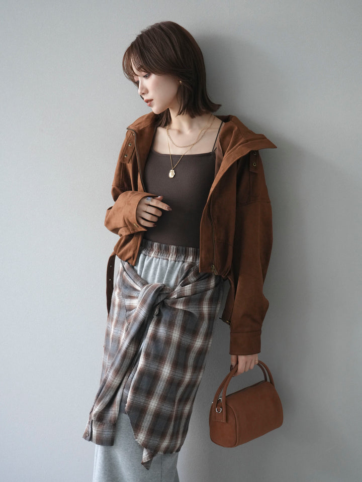 [予約]スエードバルーンショートブルゾン/camel