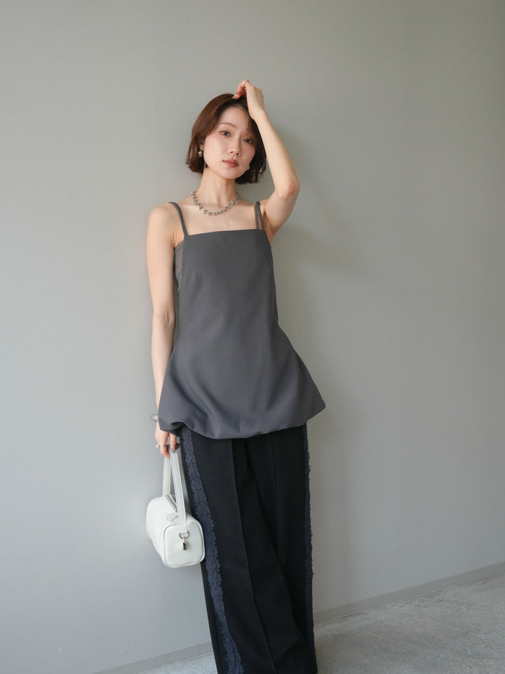 [SET]バックリボンバルーンチュニックキャミ+サイドレースポンチワイドパンツ(2set)