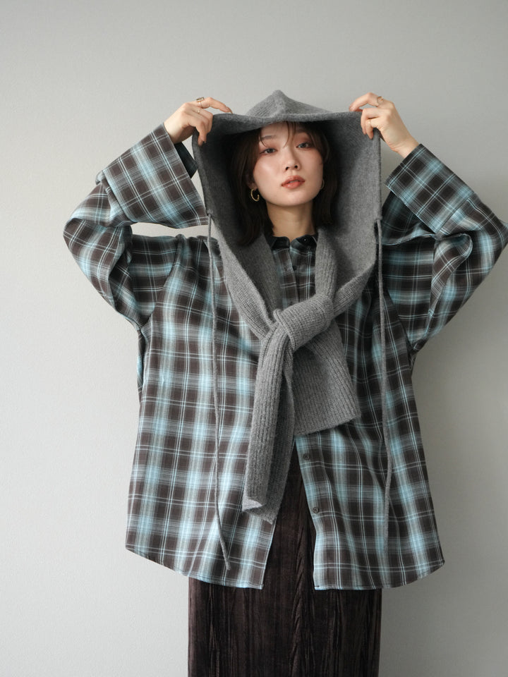 [予約]フードニットマフラー/チャコール