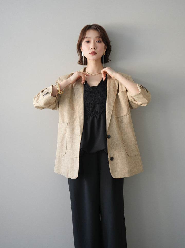 [SET]ジャガードレースぺプラムドッキングサロペット+選べるアクセセット(2set)