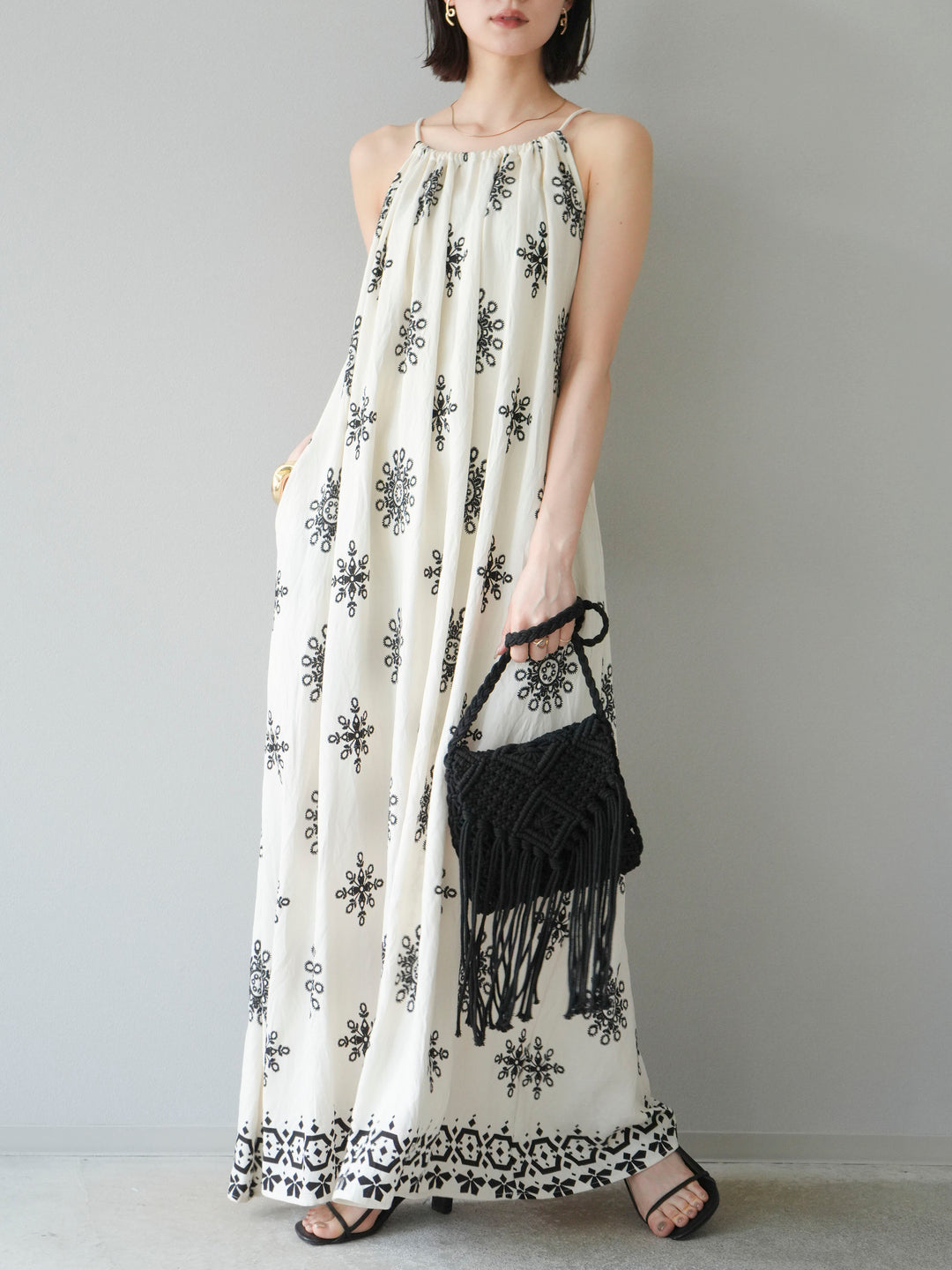 【預購】民族風吊帶洋裝/象牙白