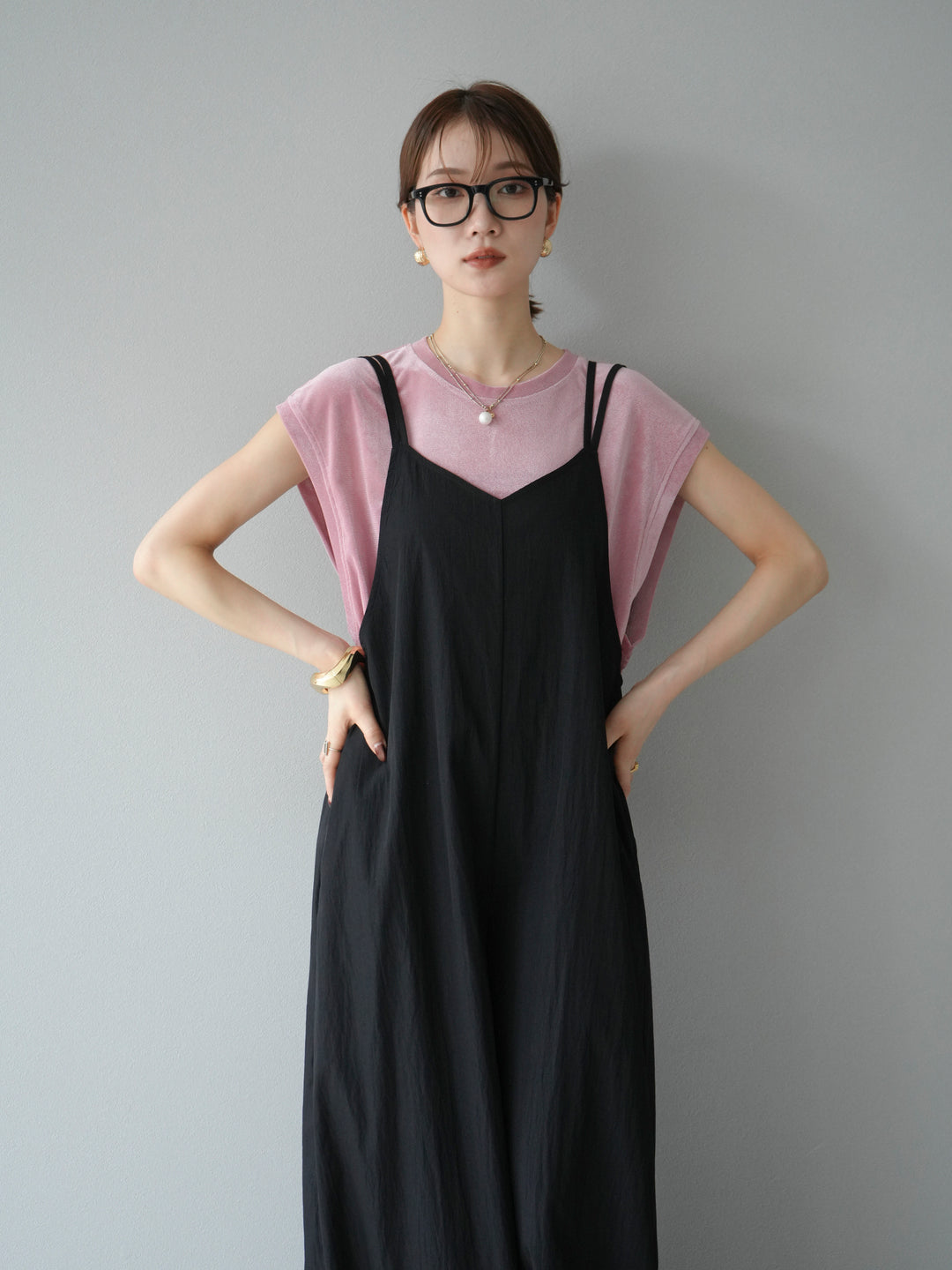 [予約]シアーフロッキーベロアルーズノースリーブTシャツ/ピンク