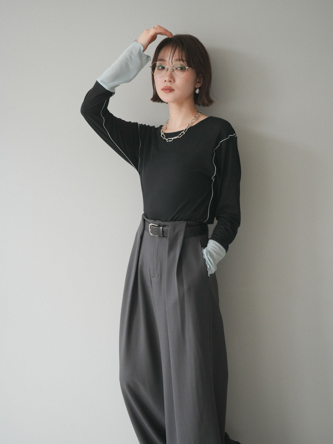 [SET]配色メロウトップス+配色メロウトップス(2set)