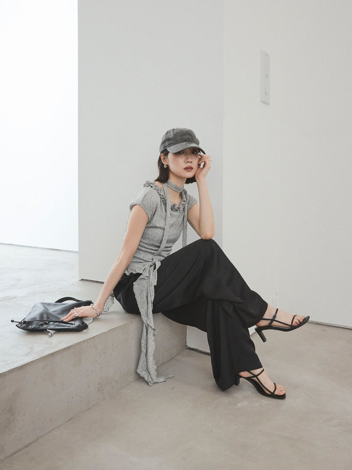 [SET]ラッフルシアーニットタンクトップ+ラッフルシアーニットタンクトップ(2set)