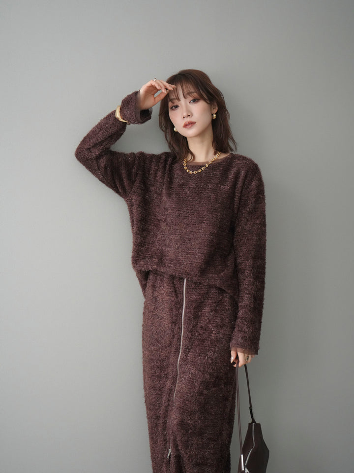 [予約]ラメシャギートップス/brown