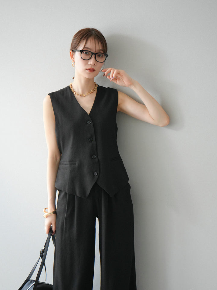 [SET]Vネックジレ＆ワイドパンツSET UP(2set)