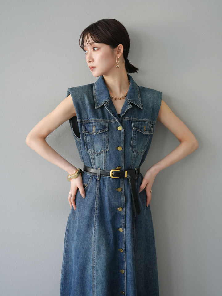 【預購】束帶牛仔襯衫裙/藍色