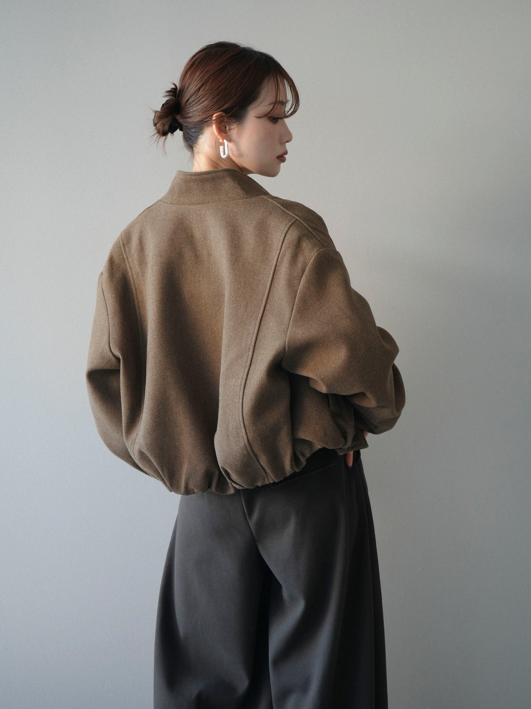 [予約]タックデザインジップブルゾン/brown