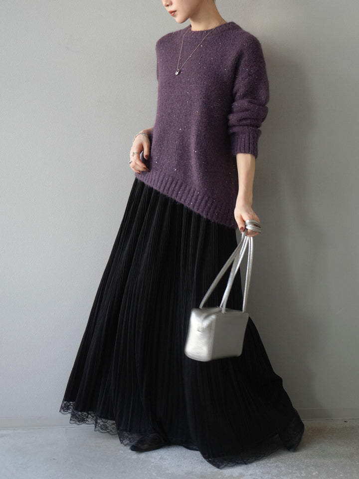 [予約]スパンコールニットプルオーバー/パープル
