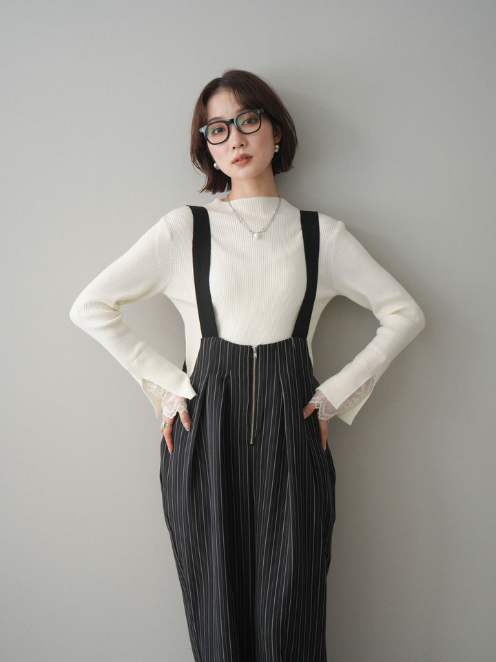 [SET]グログランテープストライプサロペット+選べるアクセセット(2set)