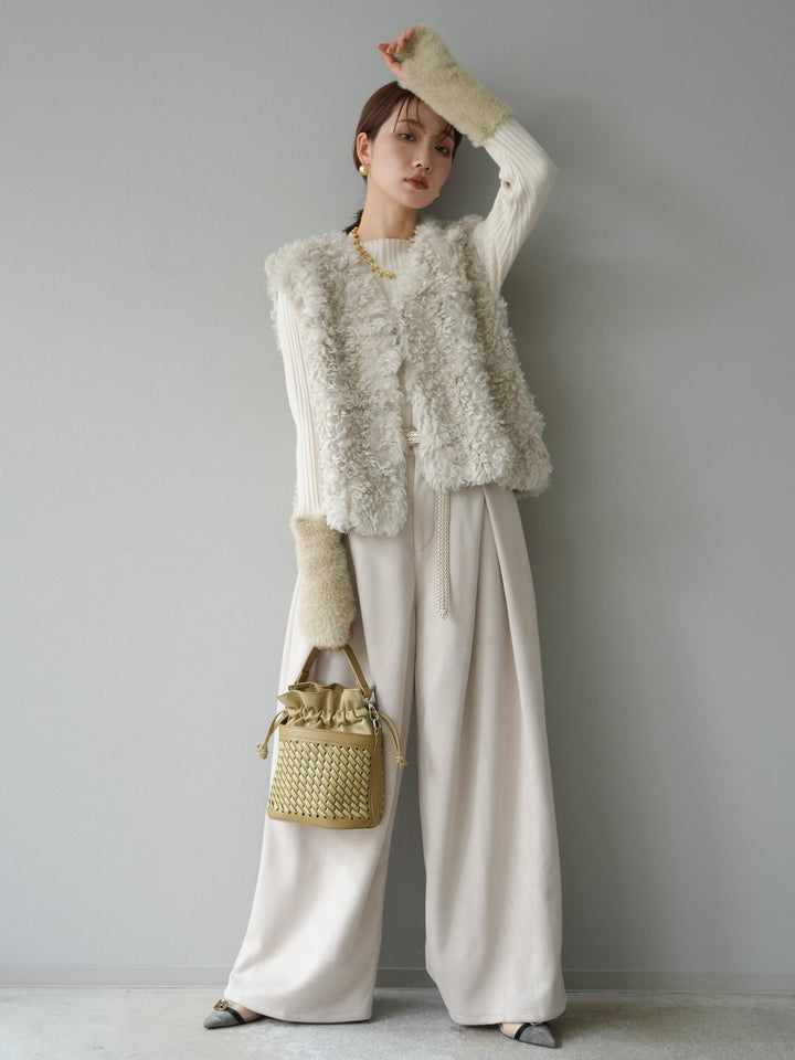 [予約]プードルファーショートベスト/エクリュ