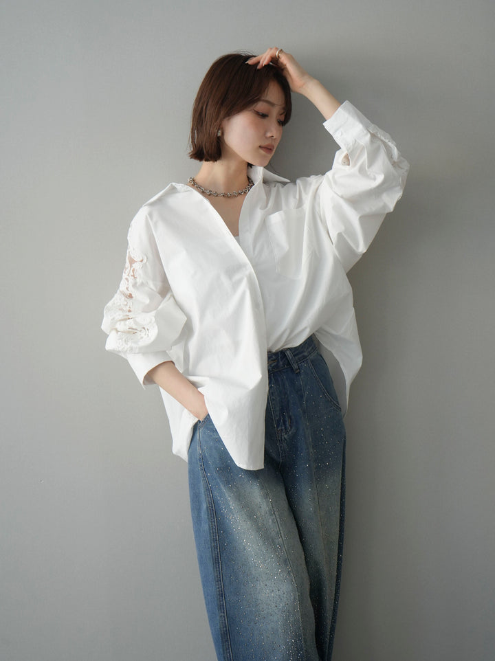 [SET]アームレースブロードシャツ+選べるアクセセット(2set)